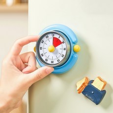 기계식 주방 타이머 배터리 없는 자석 취사 알림기, 1개, 블루