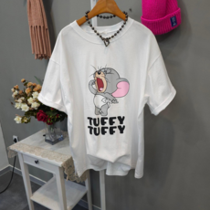 하품제리 트임 반팔티셔츠