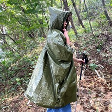 캠핑용 은박담요 우비 카키 초경량 비옷 야외용