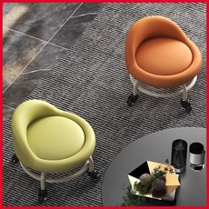 靜音滑輪凳子美甲萬向輪矮凳家用美縫兒童學步換鞋擦地可移動旋轉, 橙色,塑料框架--軸承剎車輪, 1個