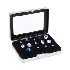 보석 전시 수납함 뚜껑 투명 창문 디자인 스펀지 안감 포함 1개입, 플래티넘