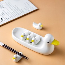 도자기 수저받침 수저받침 수저베개 오리가족 5P, 오리가