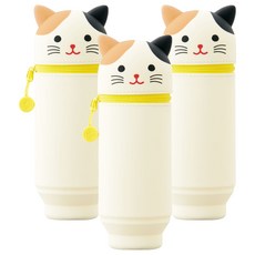 푸니라보 스마트핏 스탠드 펜케이스 빅사이즈, 삼색 고양이, 3개