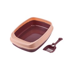 【DC寵物有發票】 半封閉式貓砂盆 防濺砂 貓砂盆 貓砂鏟 貓砂 貓咪清潔用品 貓廁所 貓便盆 寵物便盆 貓尿盆A110, 1#雙拼紅色,46*35*12, 1個