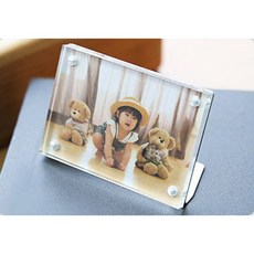귀여운 사각 투명 자석 아크릴 미니액자 차량 사무실 가정 장식 아이 가족 연인 사진 액자, 50x70 세로, 1개