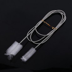 【閃電聯盟】不銹鋼彈簧軟管刷 水管清潔刷 魚缸清潔刷, 1個, 白色刷頭