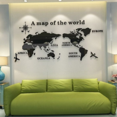 지도 스티커 인테리어 데코레이션 아크릴 아크릴 지도 스티커 벽장식 꾸미기 입체 사무실 어린이 오피스