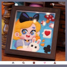 愛心兔兔公主相框畫 羊毛氈戳戳樂手工DIY材料包 情侶定製禮物, （非材料包）可定製相簿框顏色,（非材料包）可定製相簿框顏色, 1個