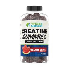 Train Naked Labs 크레아틴 젤리 | 남성 및 여성용 츄어블 1회 제공량당 글루텐 프리 비건 24회 분량 (멜론 슬라이스), 멜론 슬라이스, 1개, 120개