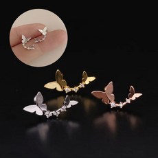 네일아트 커브형 꼬리달린 더블 나비파츠 3종 세트 오로라네일 젤네일, 더블나비3종KSTNP-618, 1개