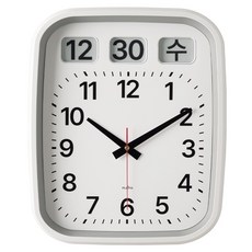 플라이토 이잉크 캘린더 플립 인테리어 무소음 벽시계, 화이트