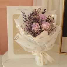 비누 장미 꽃다발 시들지않는 꽃선물, 퍼플