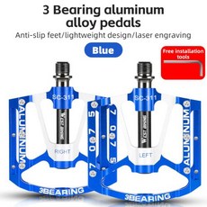 BIKINGKO 미끄럼 방지 MTB 페달 방수 자전거 액세서리 3 베어링 알루미늄 합금 플랫 적용, 16)Blue BLACK