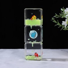 創意可愛液體沙漏 桌面擺件 解壓小物, SY161三方滴 奶綠色-漂浮物隨機