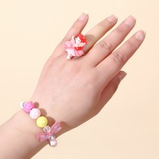 公主系列兒童飾品套裝 串珠項鍊手鍊耳環戒指