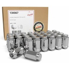 휠 액세서리 부품 32개 9/16인치-18 나사산 볼록형 아콘 2.40인치 길이 러그 너트 크롬 22mm 7/8인치 육각형 쉐보레 GMC C20 K20 K30 K35 C2500, 7/8 Hex, 32 Pack, Chrome