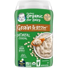 거버 이유식 베이비 시리얼 오트밀 Gerber Baby Cereal Organic 1st Foods Grain & Grow, 오트밀(Oatmeal), 227g, 6개