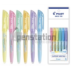 파이롯트 프릭션 지워지는 형광펜 6색 세트(파이롯트 전용 포장 케이스), 소프트 6색 세트