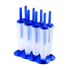 Tovolo 트윈 아이스 몰드 스틱 포함 4팩 재사용 가능한 아이스 팝 몰드 홈메이드 맛 아이스 캔디 냉동 간식 실리콘 아이스 메이커 냉동고용 스탠드 포함 BPA 프리, Stratus Blue