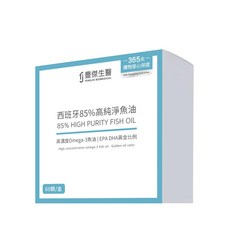 FJ豐傑生醫 85%高純淨魚油 西班牙專利rTG型 Omega-3高濃度魚油 健康維持, 60顆/盒, 1個, 60顆