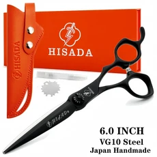 HISADA 헤어 가위 전문 이발소 가위 6.0/6.5/7.0 인치 VG10 소재 CNC gscissors 미용사 도구 세트, 07 6.0 inch