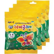 아모스 탱탱 아이클레이 파우치 2500, 초록, 50g, 4개