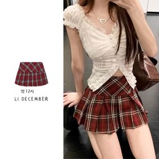 아랑고고 댄스복 체크 주름 캉캉치마 라인댄스복 화려한 난타복 치어리더 응원복 미니 공연복 방송댄스복 레이어드 빅사이즈 스커트 무대복