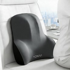 YONIVI 의자 등받이 쿠션 편안한 사무실 바른자세 등받이 허리 쿠션 바른자세 메모리폼 등받이쿠션, 블랙+그레이