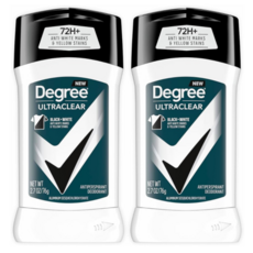 Degree 디그리 남성용 맨 스틱 데오드란트 땀 냄새 억제제 72시간 블랙 화이트 울트라 클리어 2개, 76.5g