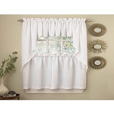 Sweet Home Collection 주방 창문 커튼 패널 장식 버팔로 체크 디자인 160cm(63인치) 길이 버건디