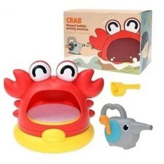 螃蟹造型手動泡泡機，嬰幼兒洗澡玩具，趣味親子互動，安全無毒材質, 紅色, 1個