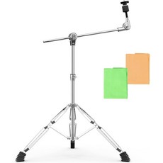 BGKBGK 붐 심벌 스탠드 드럼 하드웨어 퍼커션 마운트 홀더 기어 세트 고무 발 승차감이 있는 이중 브레이스 다리 및 충돌, sliver