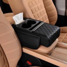 차량용 팔걸이 운전석 자동차 팔꿈치 차량용 콘솔 쿠션 받침 케이스 거치대 수납함 다용도 홀더 중간 박스, 베이지