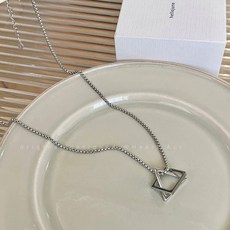 실버 티타늄 롱 드롭 목걸이