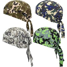 쿨링 래그 스웨트 위킹 스컬 대형 모터사이클 헤드 반다나 모자 라이너 남녀용, Camo 4 Pack