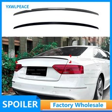 아우디 A5 8T 쿠페 07-16 S5 ABS 글로시 블랙카본 리어 윙 스포일러 호환, 유광 Black