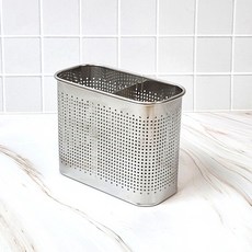 싱크대 걸이형 스테인레스 물빠짐 수저통 사각 수저꽂이, 본상품