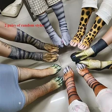 남녀 모두를 위한 다양한 동물 패턴과 재미있는 시뮬레이션 양말이 있는 창의적인 3D 동물 발톱 양말 2켤레, 01 2pair srandom color, 01 35-39