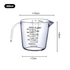 打包柑仔店 家用計量杯 透明刻度大容量耐熱烘焙量杯 奶茶測量工具, 1個, 300ml, 透明