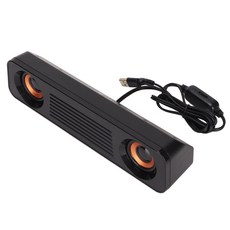 유선 스피커 3.5mm 플러그 Hifi 스테레오 서브 우퍼 USB 전원 휴대용 데스크톱 Long 스피커 TV 컴퓨터 노트북, 검은색