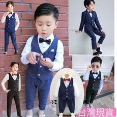 男童春夏秋季西裝 兒童花童禮服西裝 婚紗拍照條紋西裝套裝幼兒園畢業禮服西裝 中小童男孩婚禮喜宴鋼琴演出西裝