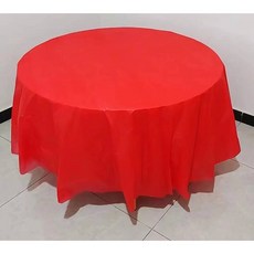 일회용 라운드 솔리드 컬러 테이블 천으로 플라스틱 식탁보 Fiesta 홈 파티 장식을위한 다채로운 커버 214600, 1pcs, Red
