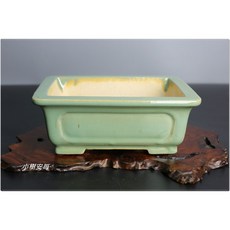 【小樹安每】中國盆缽-宜興艾草綠釉額面長方鉢19cm，多肉盆栽花盆, 1個