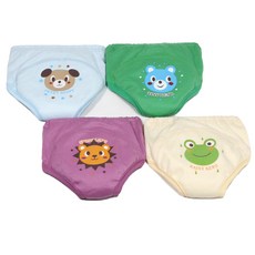 꼬꼬몽 유아 여아 남아 4중 배변훈련팬티 4장세트, 1세트, 개구리친구