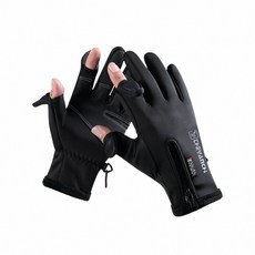 彈性翻指防風防水機車手套 - 觸控螢幕適用、防滑耐磨、透氣舒適, 黑色-L