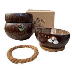 【Aloha Cocoonut】熱帶天堂手繪3碗組，戶外野餐環保椰子碗, 1個
