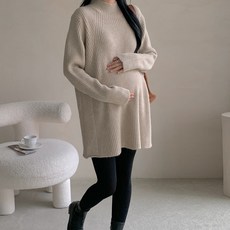 [당일출고] 수엠W 임산부 하프넥 니트 원피스 롱기장 겨울 임부복 데일리 하객룩 B078 루즈핏롱니트