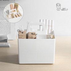 트롤리걸이 4칸 연필꽂이 손잡이 정리함 정리 소품걸이 이동식 트롤리, 화이트