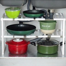 싱크대 하부 수납장 2단 하부정리대 다용도 길이조절 정리 후라이팬 냄비 선반 하부장 최대 70cm, 싱크대하단수납장