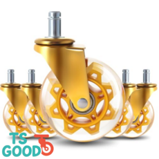 TS우리집상점 프리미엄 무소음 의자바퀴 무늬 3인치 5개 1세트, 골드 무늬